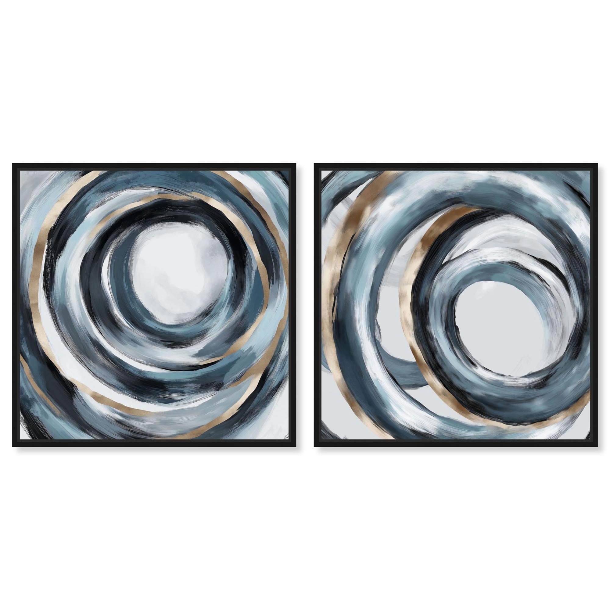 Iridescent Orbit Duo Coastal Abstract Art Set Canvas Print by Art Remedy