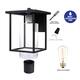 1-light Matte Black Outdoor Wall Sconce Lantern with Clear Glass Shade