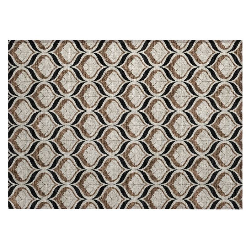 Machine Washable Indoor/ Outdoor Modern Trellis Chantille Rug