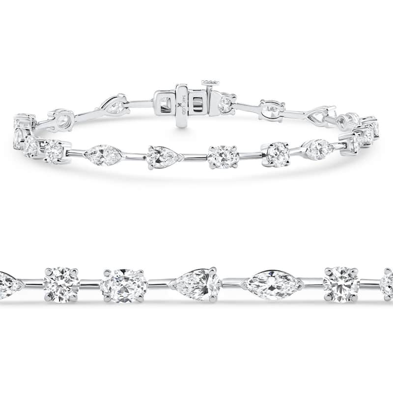 Bliss Diamond 5Ct Mixed Cut Diamond Tennis Bracelet 7" White Gold Lab Grown