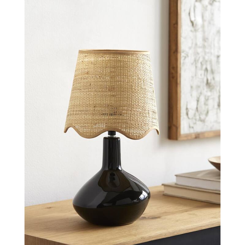 Livabliss Aviara Rustic Accent Table Lamp - Black/Wheat