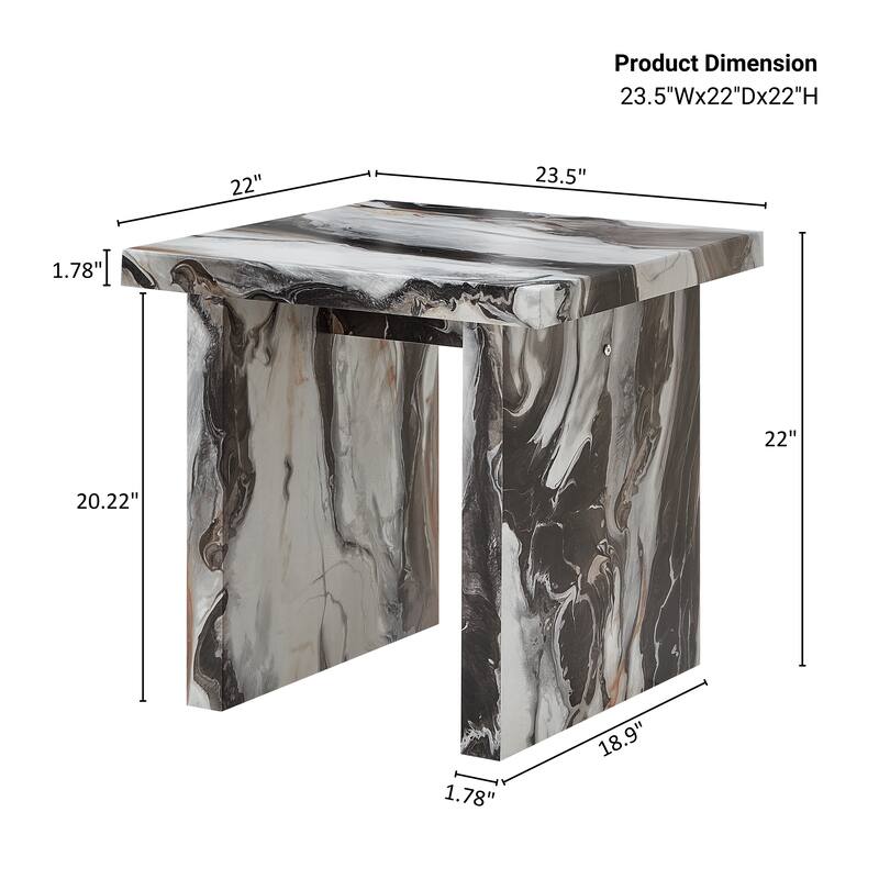 Roundhill Furniture Cavira Modern Faux Marble Living Room End/Side Table