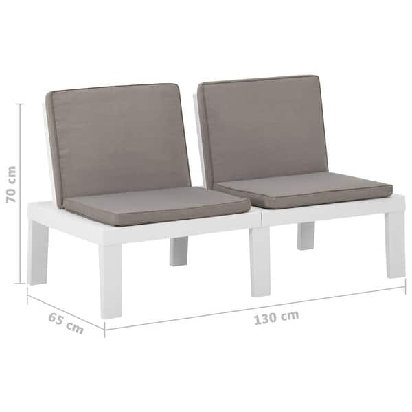 vidaXL Patio Lounge Bench with Cushion Plastic White
