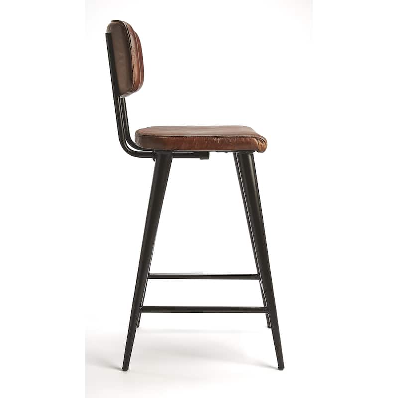 Saddle Genuine Leather Rectangular 26" Counter Stool