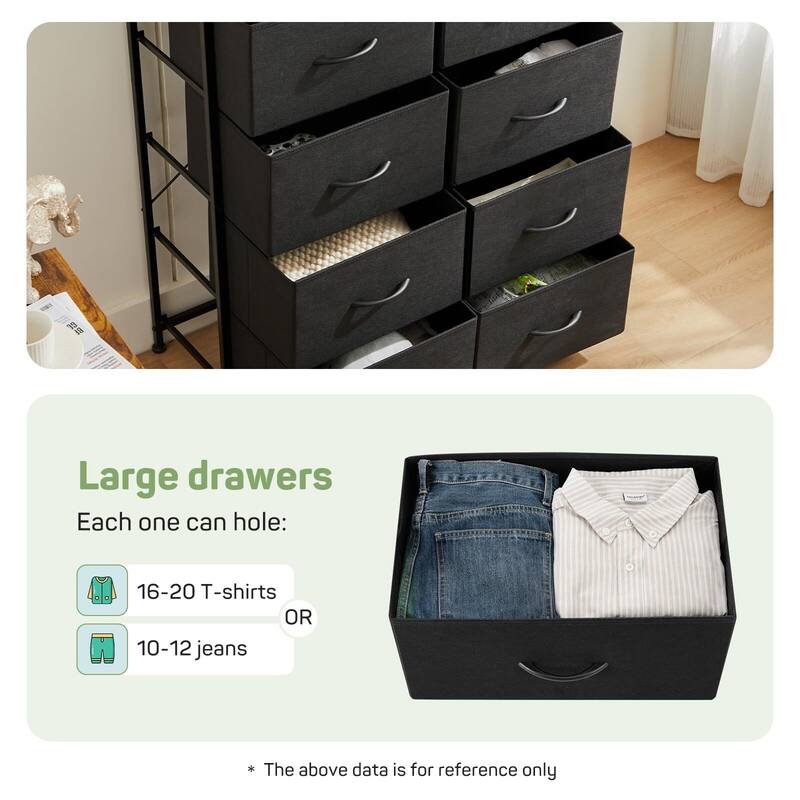 10-Drawer Chest of Drawers for Bedroom, Tall Chest Organizer Tower Dressers with Wooden Top