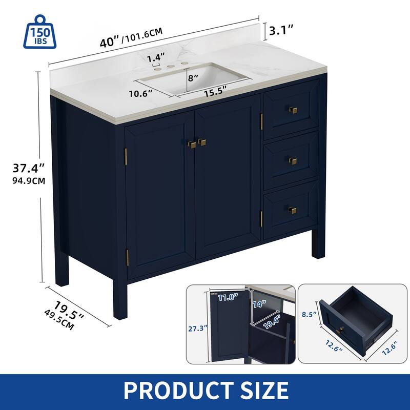 Moasis 36"/40"/ 47" Bathroom Vanity Cabinet with Sink