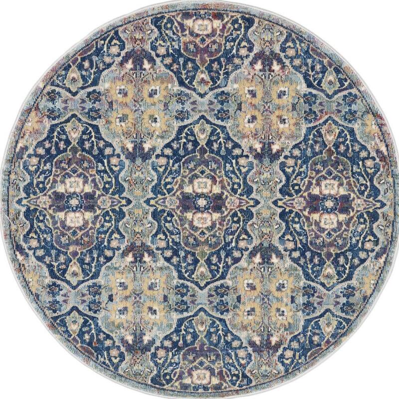 Power Loomed Distressed Floral Traditional Non Skid Area Rug