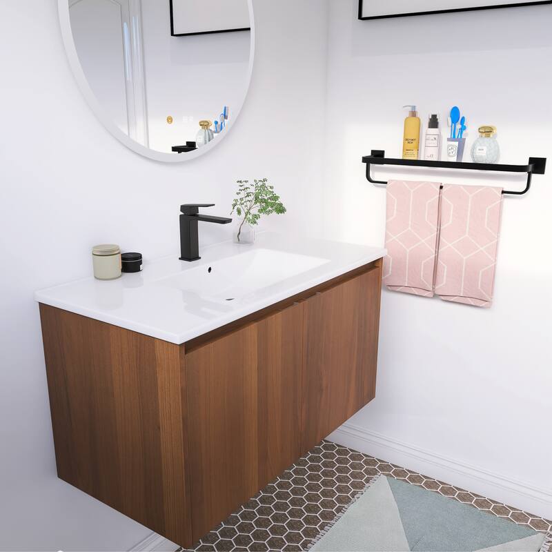 BNK 24"/30"/36" Single Sink Bathroom Vanity with Soft Close Door, Modern Floating Vanity