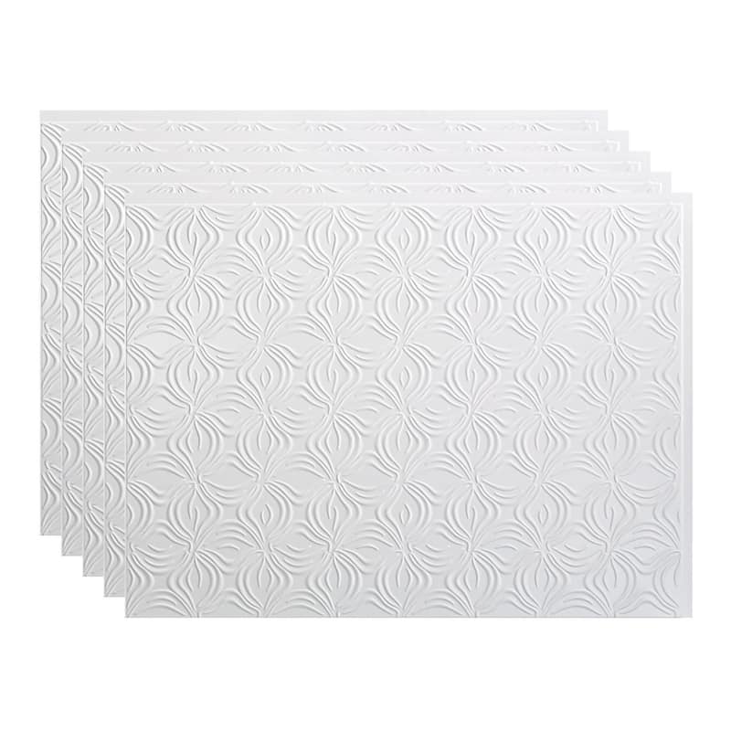 FASÄDE Lotus Decorative Vinyl Backsplash Panel - 5 Pack - Gloss White