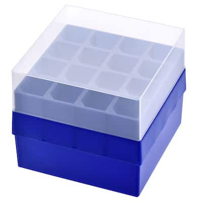 Centrifuge Tube Freezer Storage Box 16-Well PP Holder for 50ml Tubes - Dark Blue,Clear - 5.71x5.71x4.96"(L*W*H)