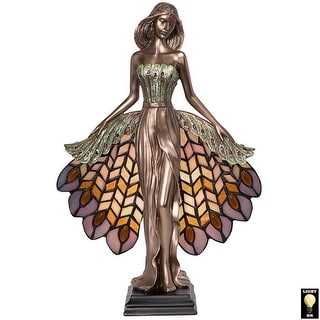 Design Toscano Peacock Priestess Stained Glass Lamp