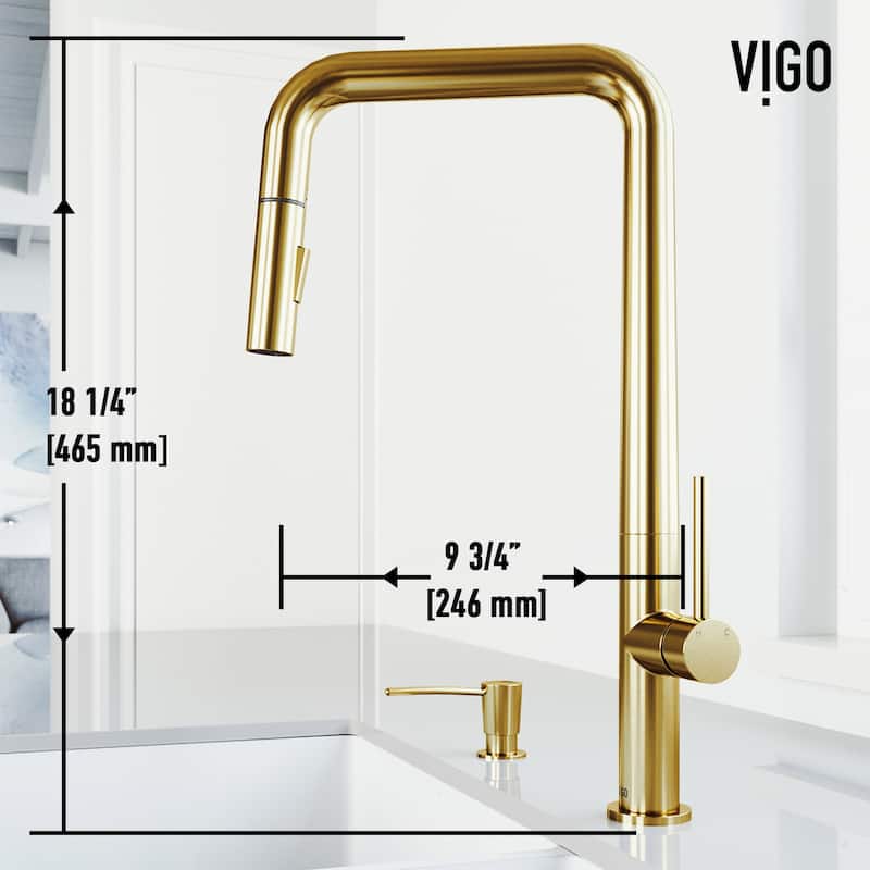 VIGO Parsons 18" H Single Handle Pull-Down Sprayer Kitchen Faucet