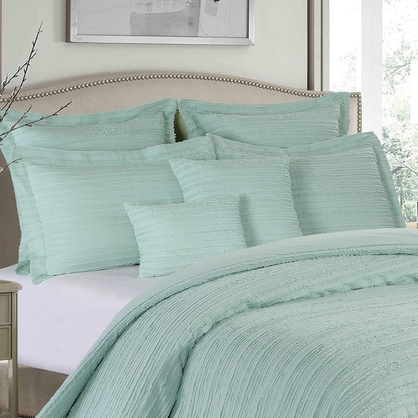 Oversized XL Queen Bedding with Soft Microfiber Material and Neutral Green  with Intricate Pattern Design