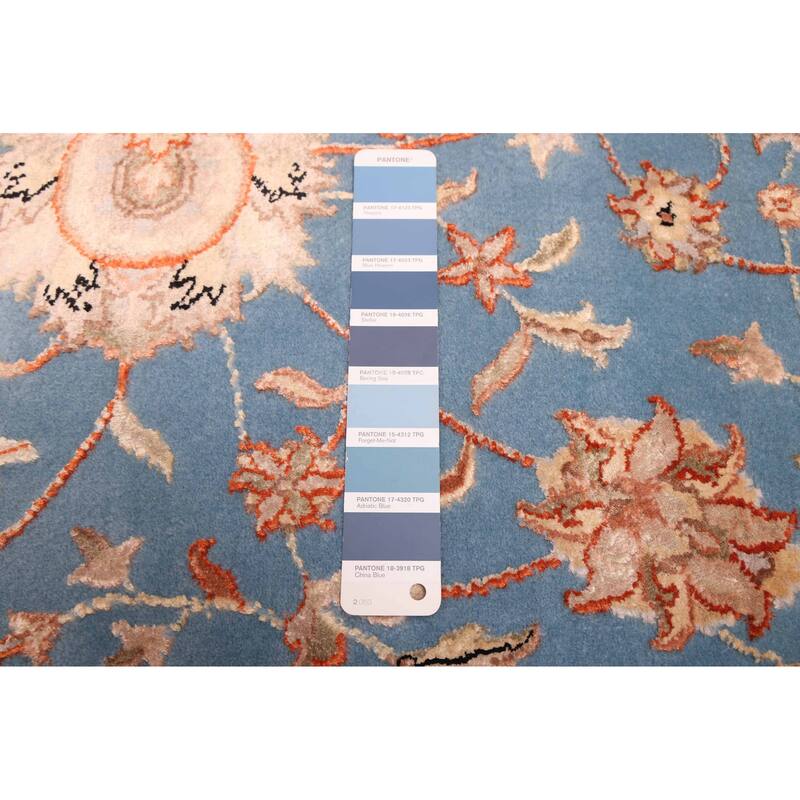 ECARPETGALLERY Hand-knotted Mirzapur Blue Viscose, Wool Rug - 6'3 x 9'10