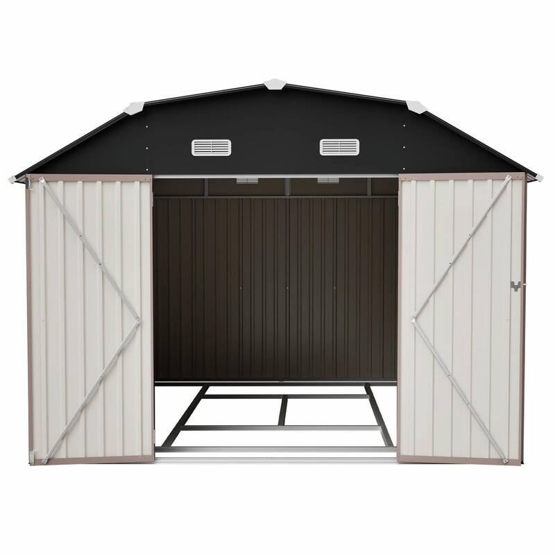 10' x 12' Outdoor Storage Shed, Heavy-Duty Rust-Resistant Steel Tool Shed with Floor Frame Kit