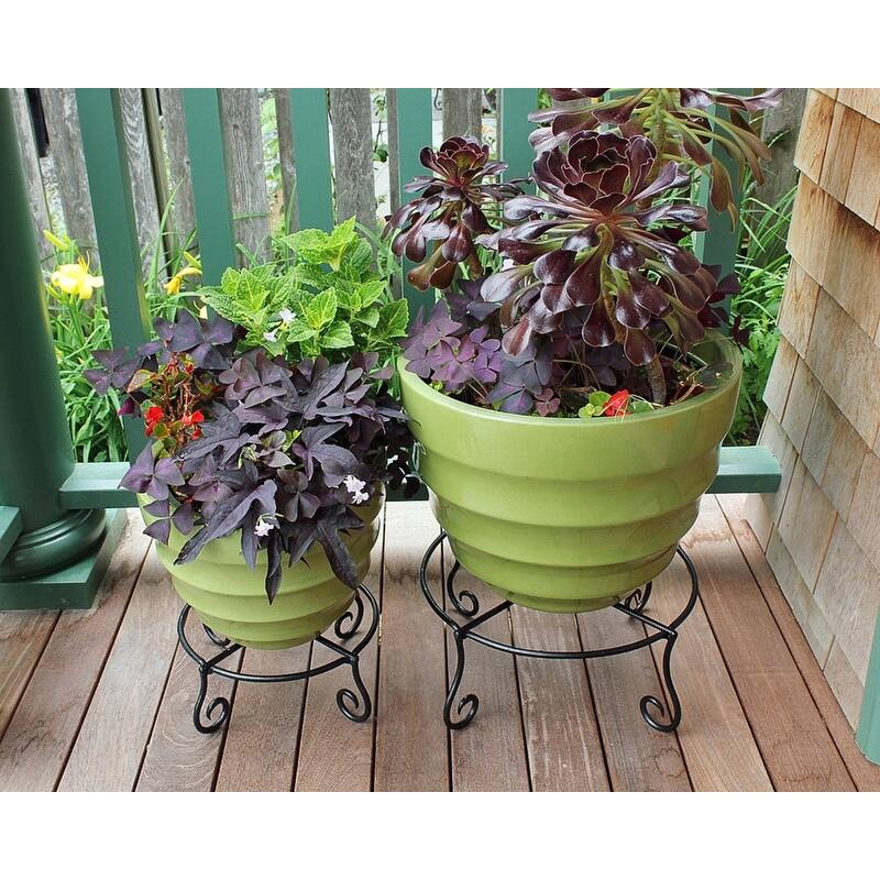 Achla Designs Small Short Piazza Plant Stand, 12.25 Inch Diameter, Black Powder Coat Finish