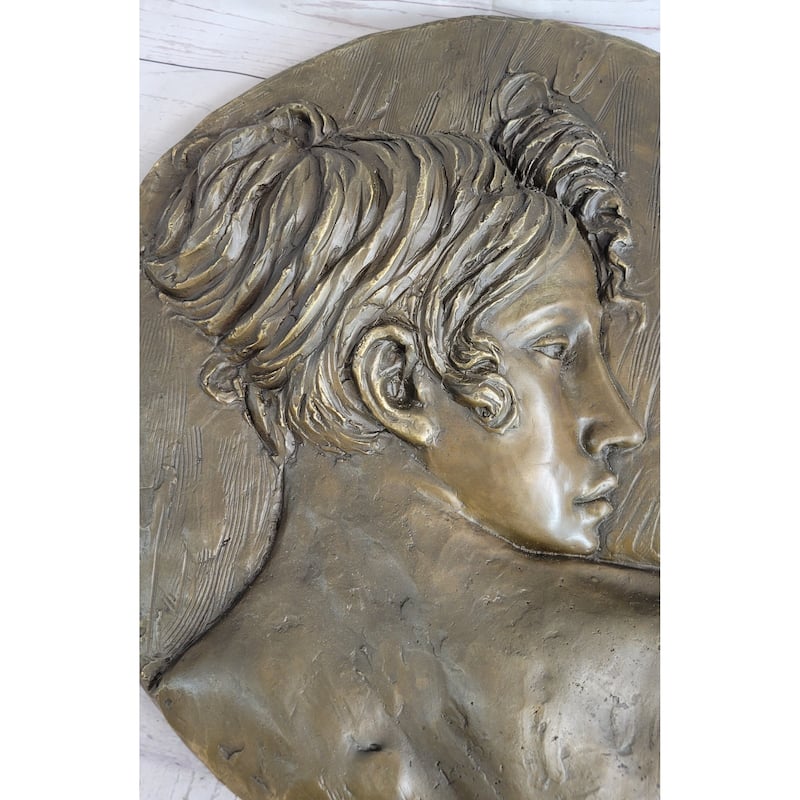 Art Nouveau Wall Hanging Bronze Plaque Of A Woman Female Profile 17 Inches X 7 Inches