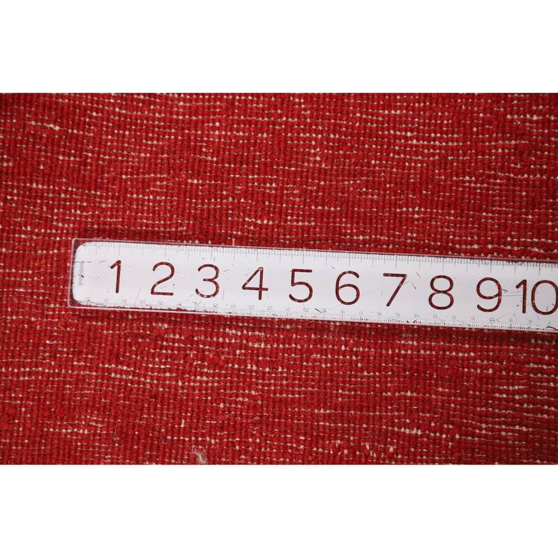 Modern Red Gabbeh Oriental Rug Hand-Knotted Wool Carpet - 3'1" x 4'10"