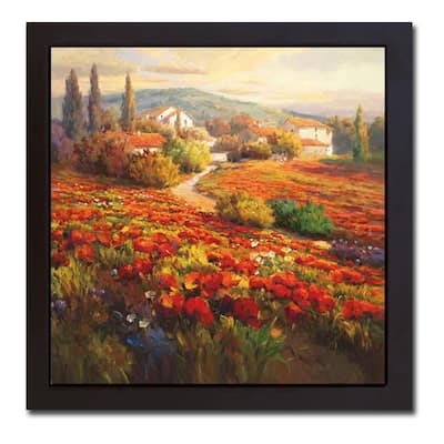 Poppy Fields by Roberto Lombardi Black Floater Framed Canvas Art (20 in x 20 in)