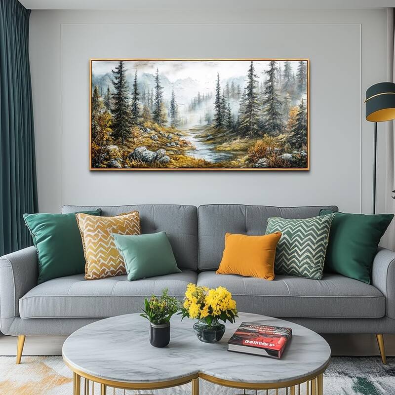 Misty Forest Paintings Tree landscape Wall Pictures Canvas Artwork