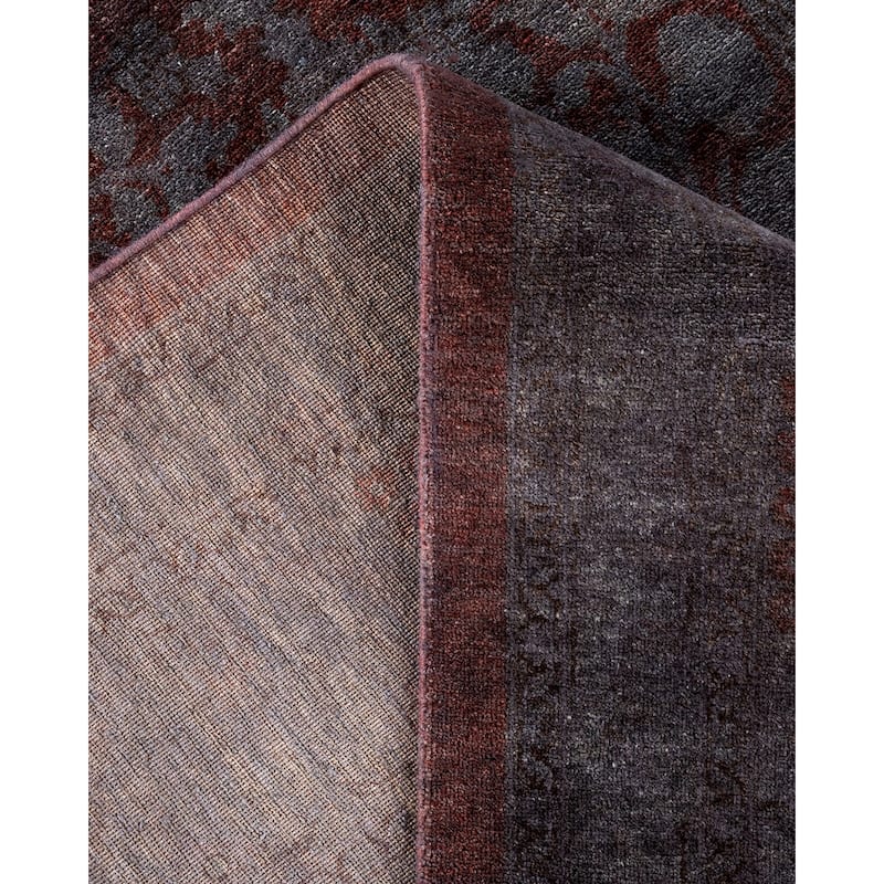 Overton Hand Knotted Wool Vintage Inspired Modern Contemporary Overdyed Brown Area Rug - 8' 2" x 10' 7"