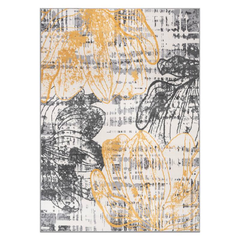 World Rug Gallery Modern Large Floral Distressed Area Rug
