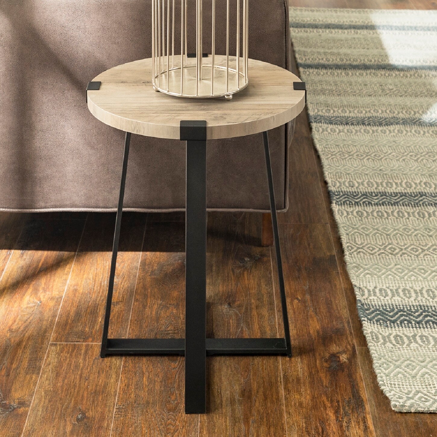 Carbon Loft Kenyon Round Metal Wrap Side Table As Is Item Bed