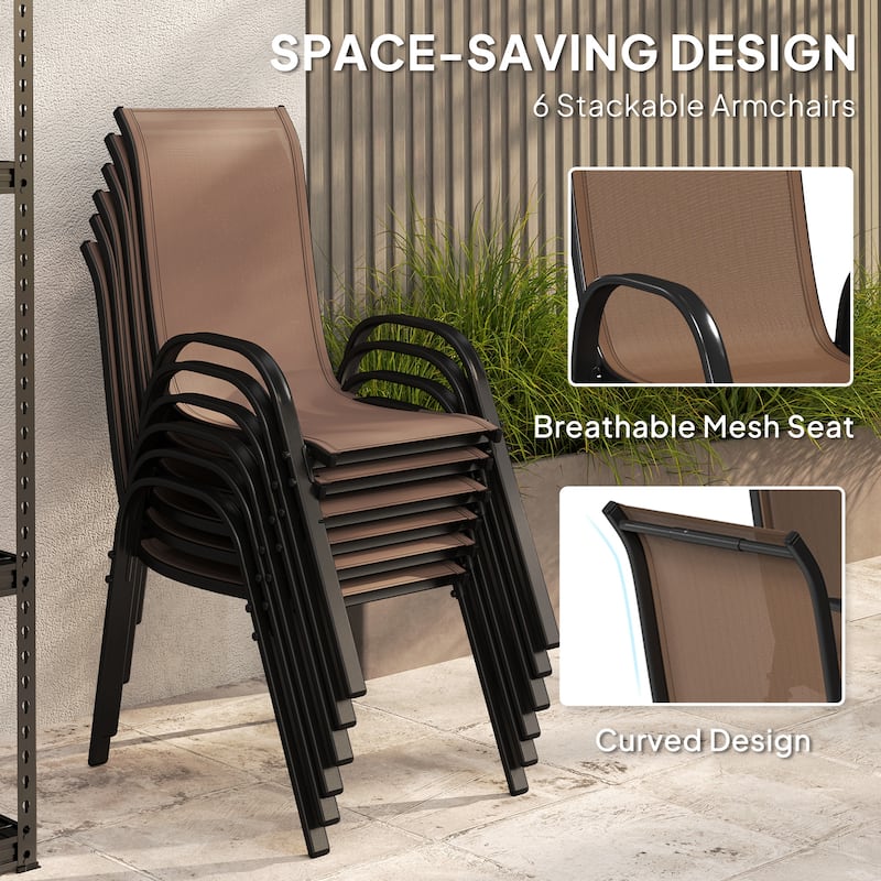 7-Piece Patio Furniture Set with Aluminum Table and Mesh Chairs Included Large Outdoor Umbrella - 55.1" L x 29.5" W x 28" H