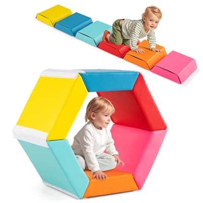 Costway Colorful Exercise Tumble Mat for Kids with Detachable Zippered - as pic shows - See Details