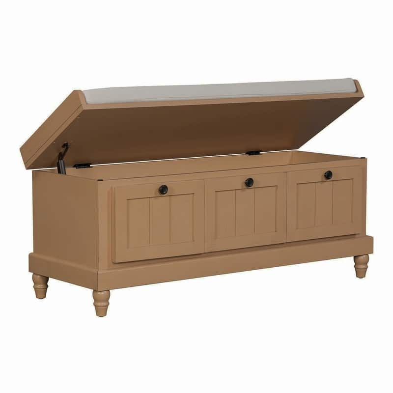 Classic Storage Bench with Cushioned Seat and Drawers