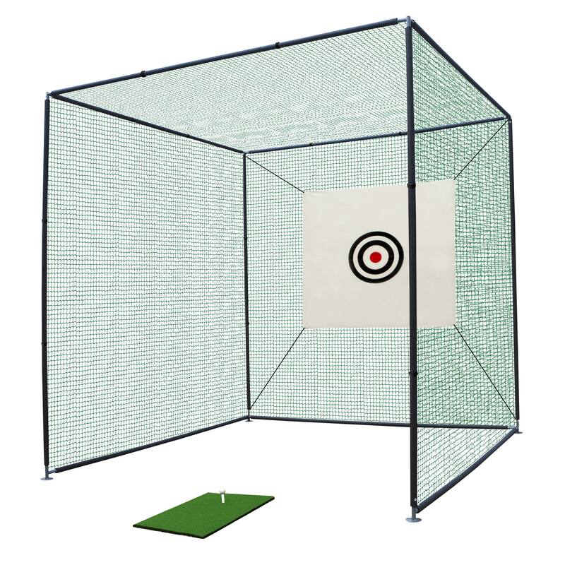 10X10FT Golf Practice Net Cage w/ Metal Frame Hitting Net Kit Indoor Outdoor