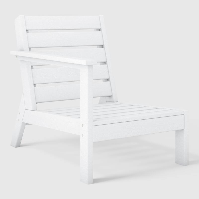 Birchwood All Weather HDPE Outdoor Patio Deep Seating White Left Arm Facing Chair With Cushions (1-Piece)