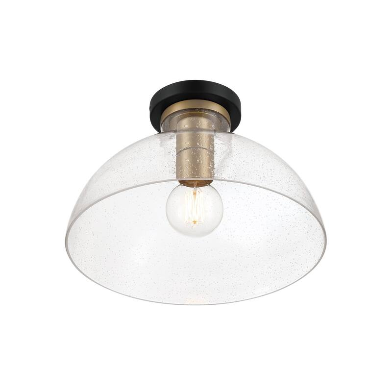 Nova 14 in. 1-Light Matte Black Modern Semi Flush Mount Light