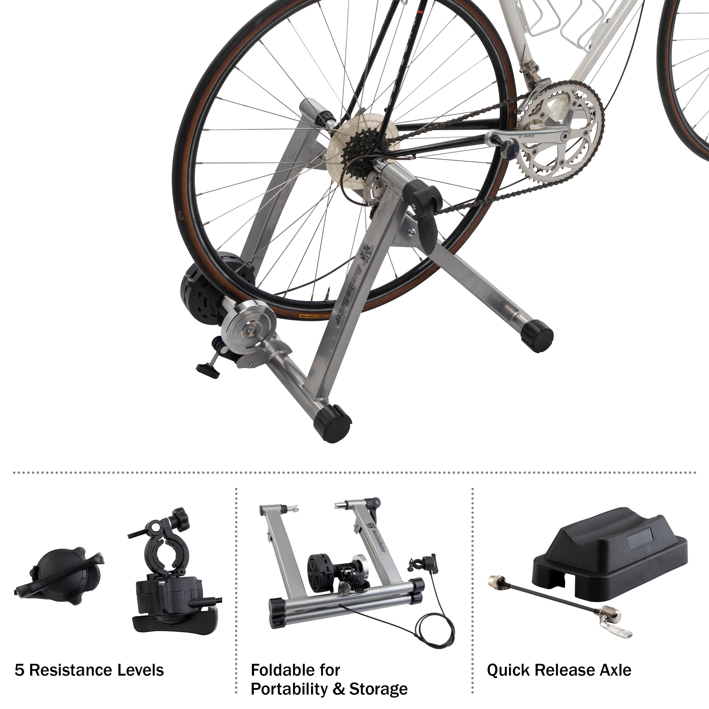 Indoor Bike Trainer Convert Mountain Road or Beach Bicycle Stationary Exercise Bike Indoor Riding by Bike Lane Silver On Sale Bed Bath Beyond 39375671