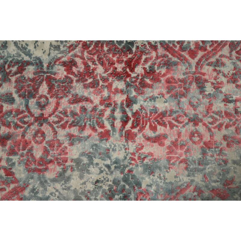 Hand Knotted Oriental Viscose Silk Carpet Modern Abstract Pink Abstract Area Rug - 6' 4'' X 4' 1''