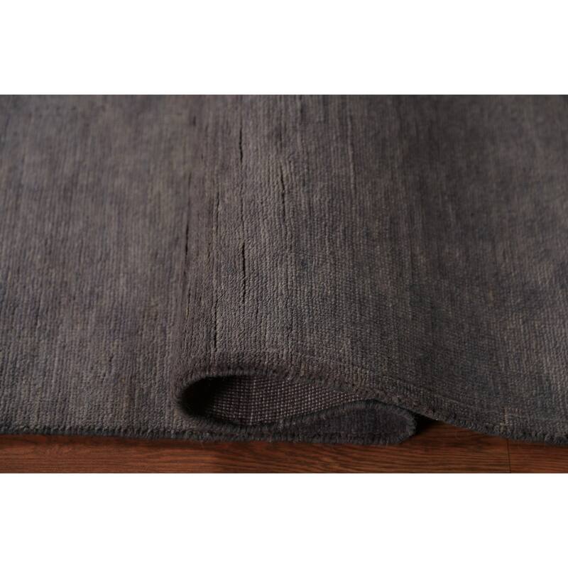 Hand Knotted Oriental 100% Wool Carpet Modern Solid Greys & Charcoal Gabbeh Runner Rug - 9' 9'' X 2' 10''