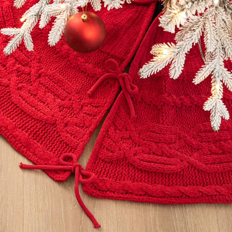 Glitzhome 48"D or 52"D Knitted Acrylic Christmas Tree Skirt
