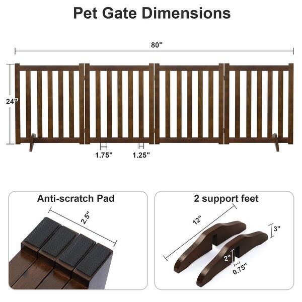 dimension image slide 10 of 20, Wooden Freestanding Panels Pet Gate