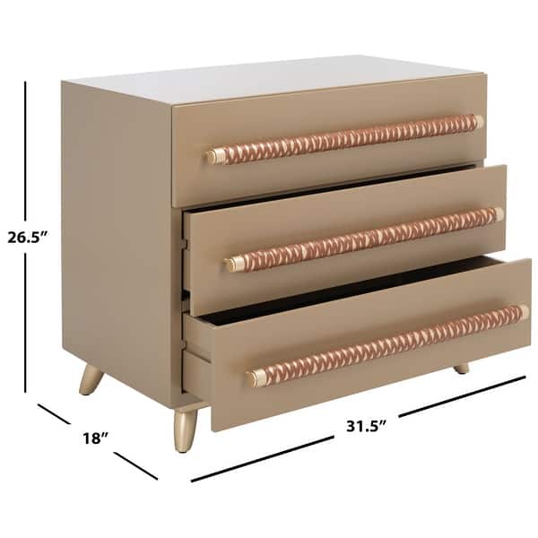 dimension image slide 0 of 2, SAFAVIEH Raquel 3-Drawer Storage Bedroom Chest.