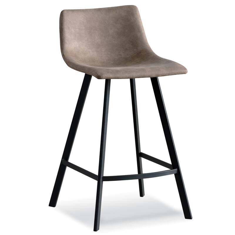 Leick Home Upholstered Steel Base Microfiber Bar Stool Set of 2 - N/A