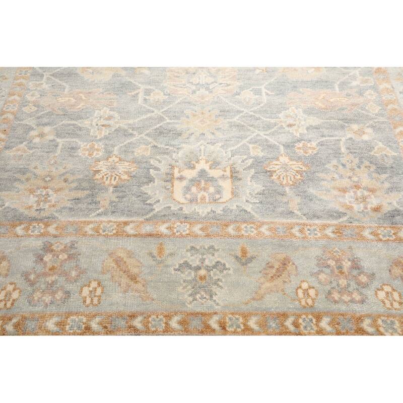 Hand Knotted Oushak Gray Oriental Wool Transitional Oriental Area Rug