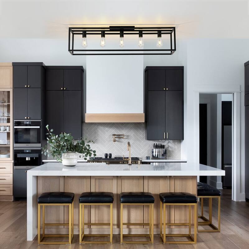 Minimalist 5-Light Rectangular Iron Cage Ceiling Light