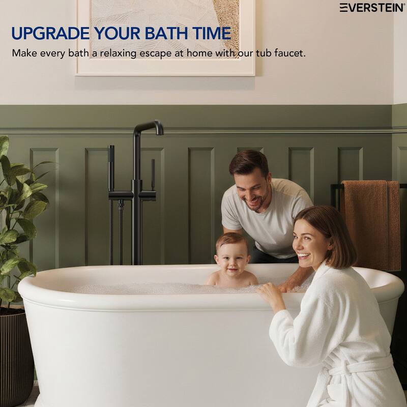 Freestanding Tub Faucet with Hand Shower,Modern Floor-Mount Bathtub Faucet