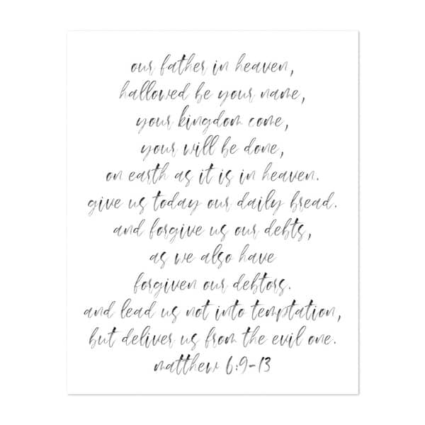 The Lord s Prayer Matthew 6 9 Watercolor Script Art Print/Poster - Bed ...
