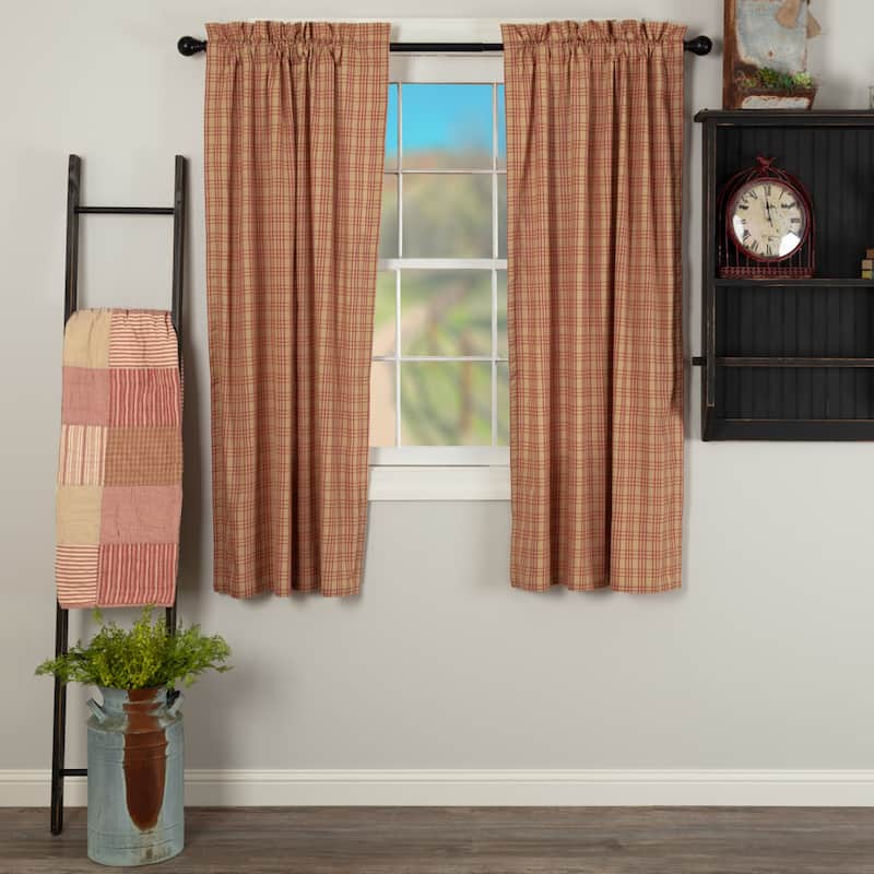 Sawyer Mill Plaid Short Panel Set - Short Panel 63x36 - Short Panel 63x36 - Country Red/Dark Tan