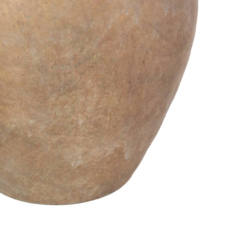 Ceramic Wide Rounded Distressed Antique Table Lamp with Cream Linen Shade - Black or Brown - Roche River Decor