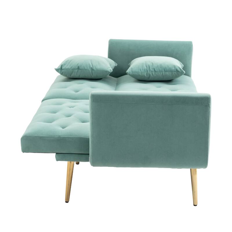 65.35" Velvet Futon Sofa Bed with Adjustable Backrest