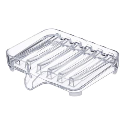 Yamazaki Home Self-Draining Soap Tray, Acrylic - L 3.94 x W 4.33 x H 0.87 inches