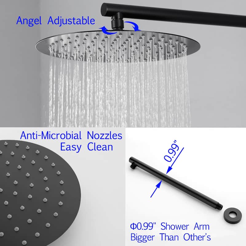 Clihome 5 Spray Patterns 12 in. Wall Mount Dual Shower Heads