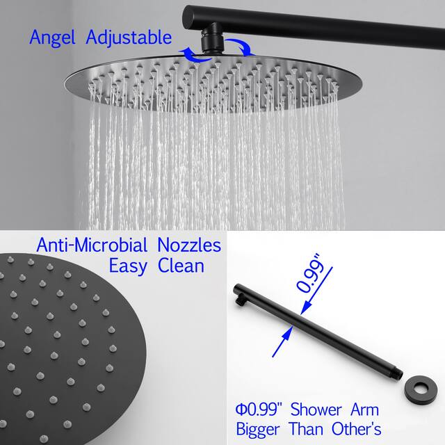 Clihome 5 Spray Patterns 12 in. Wall Mount Dual Shower Heads